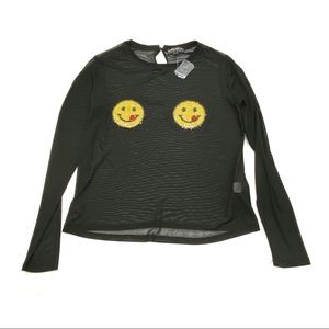 Sheer mesh plus size smilie face top 0X